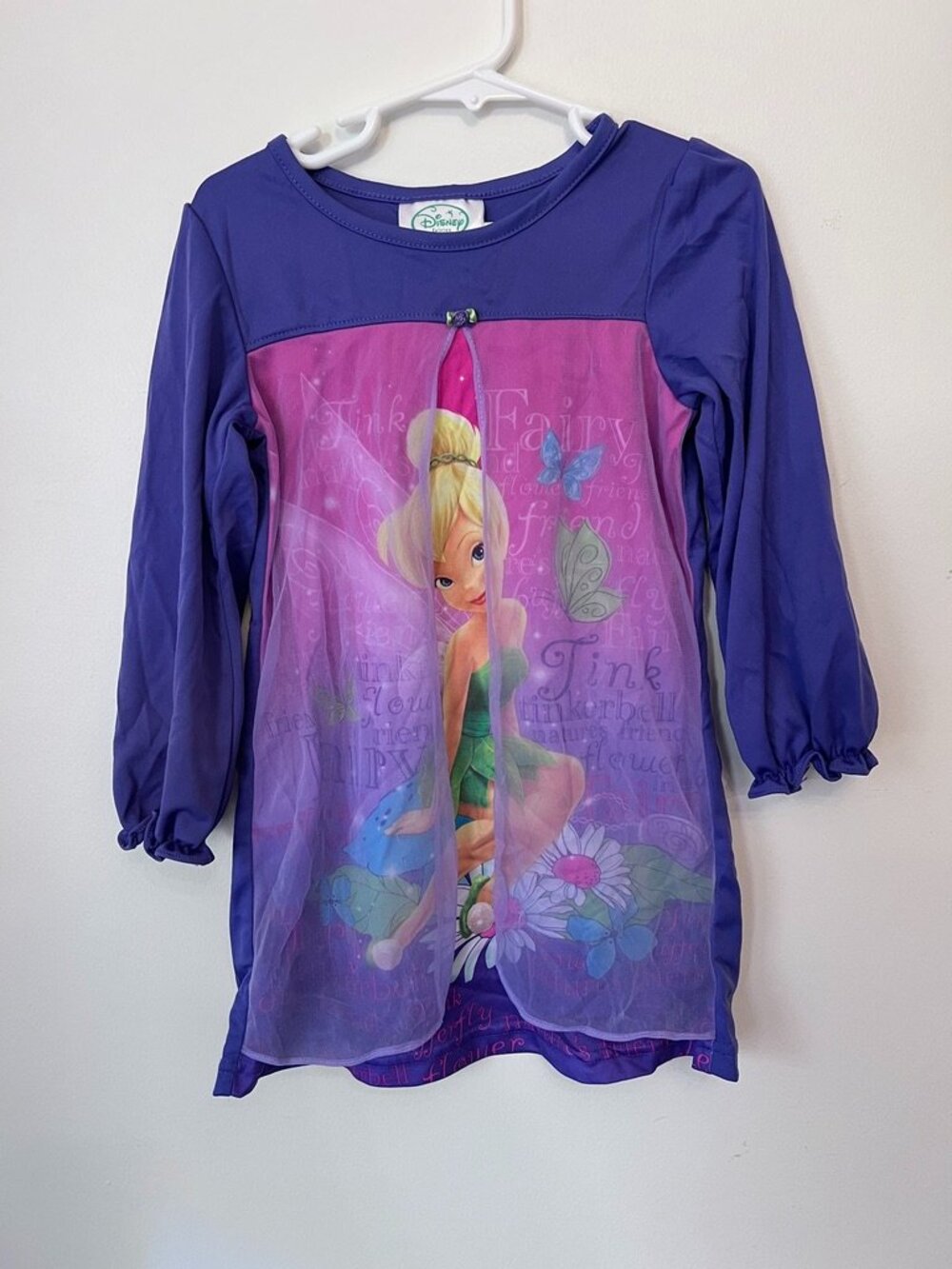 Disney Store Fairies Tinker Bell Purple Mesh Overlay Dress Nightgown 4T
